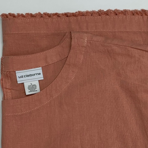 Liz Claiborne Linen Top Flax LagenLook Raw Hem - Picture 15 of 16
